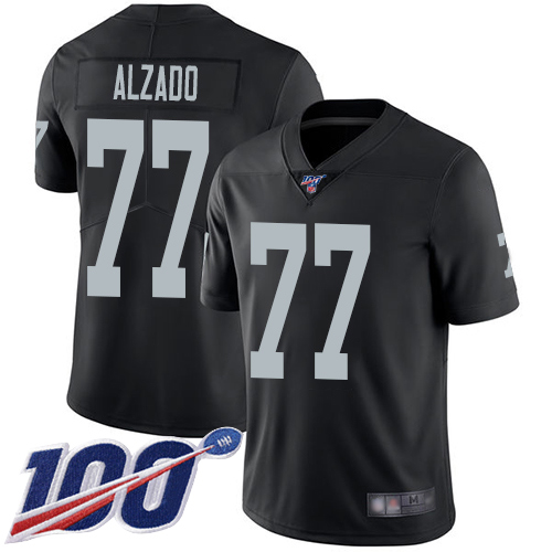 Men Oakland Raiders Limited Black Lyle Alzado Home Jersey NFL Football #77 100th Season Vapor Jersey->oakland raiders->NFL Jersey